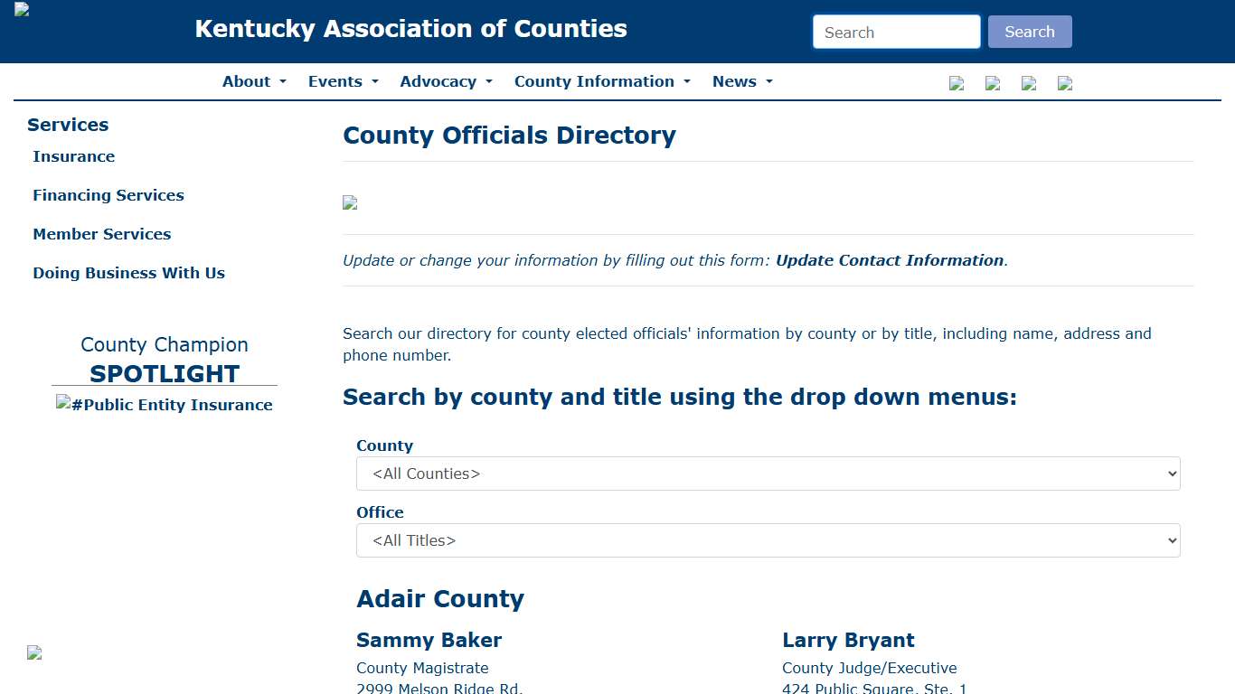 County Officials Directory - The Kentucky Association of Counties